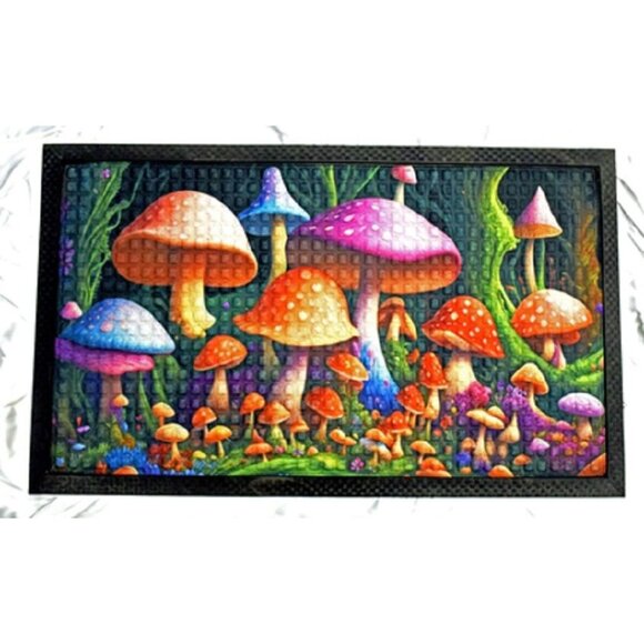 Unbranded Other - New Colorful Mushrooms Door Mat Floor Rubber Kitchen Outdoor Indoor Mushroom NWT
